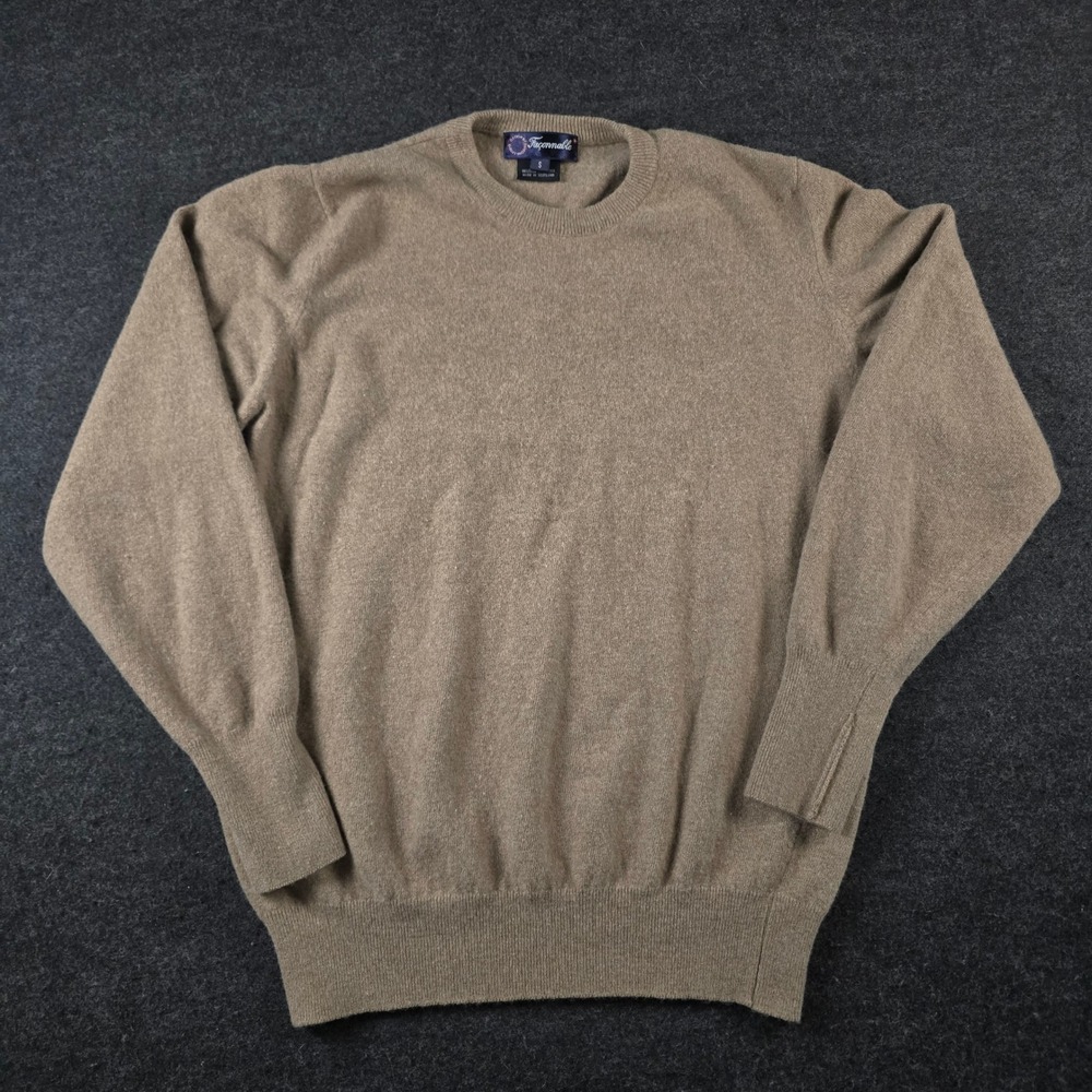 Vtg Faconnable Brown Crewneck Sweater Wool Scotland Albert Goldberg Men's S